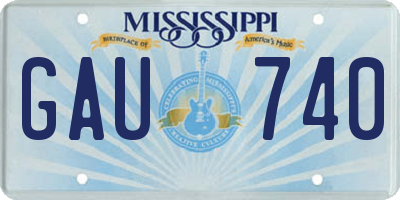 MS license plate GAU740