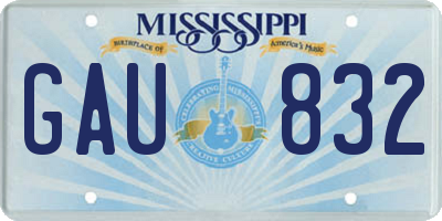 MS license plate GAU832