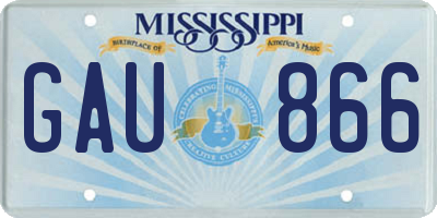 MS license plate GAU866