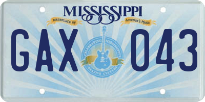 MS license plate GAX043