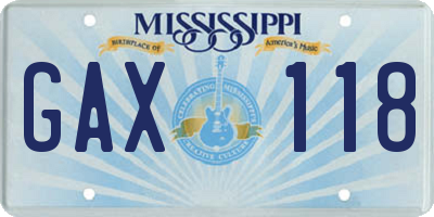 MS license plate GAX118
