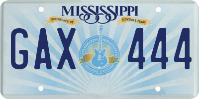 MS license plate GAX444