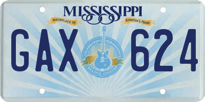 MS license plate GAX624