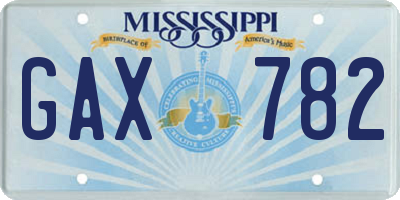 MS license plate GAX782