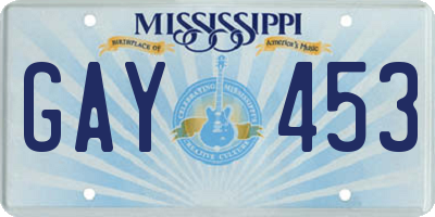 MS license plate GAY453