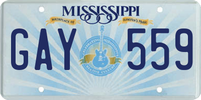 MS license plate GAY559