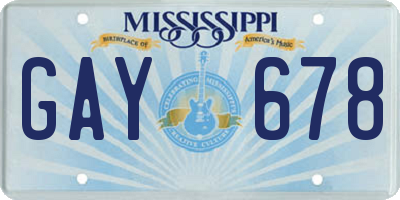 MS license plate GAY678