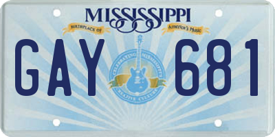 MS license plate GAY681