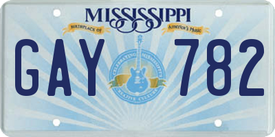 MS license plate GAY782