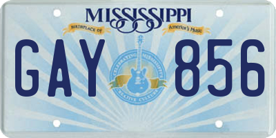 MS license plate GAY856