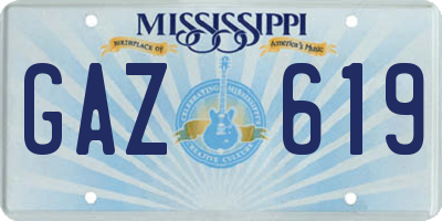 MS license plate GAZ619