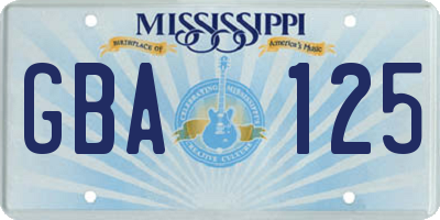 MS license plate GBA125