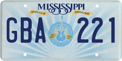 MS license plate GBA221