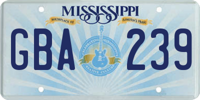 MS license plate GBA239