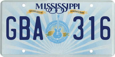MS license plate GBA316