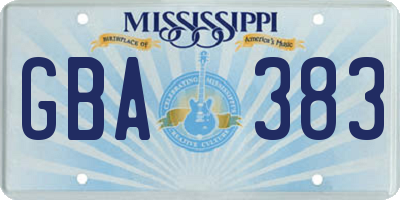 MS license plate GBA383
