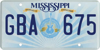 MS license plate GBA675