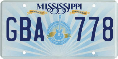 MS license plate GBA778