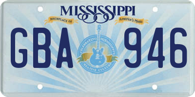 MS license plate GBA946