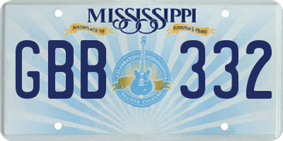 MS license plate GBB332