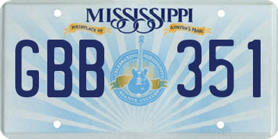 MS license plate GBB351