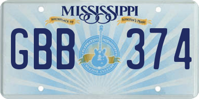 MS license plate GBB374