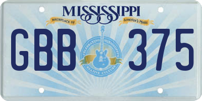 MS license plate GBB375