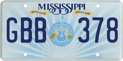 MS license plate GBB378