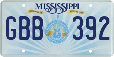 MS license plate GBB392