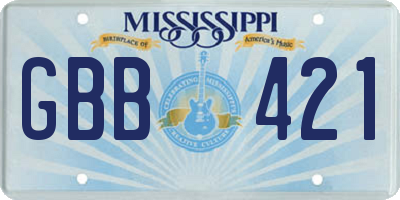 MS license plate GBB421