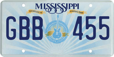 MS license plate GBB455
