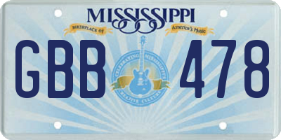 MS license plate GBB478