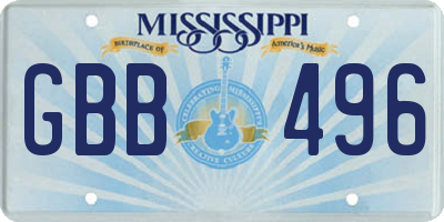 MS license plate GBB496
