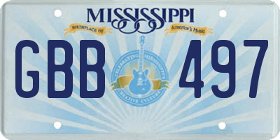 MS license plate GBB497