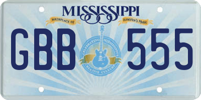 MS license plate GBB555