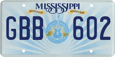 MS license plate GBB602
