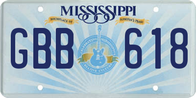 MS license plate GBB618