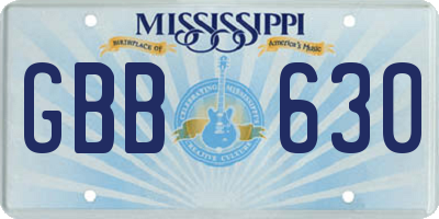 MS license plate GBB630