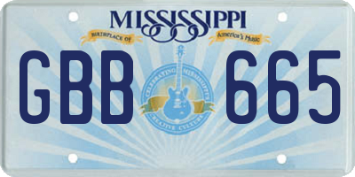MS license plate GBB665
