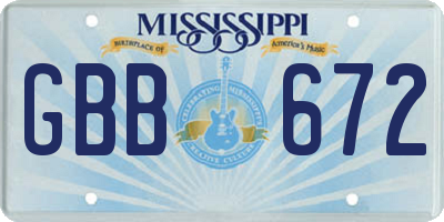 MS license plate GBB672