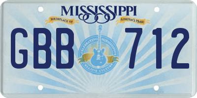MS license plate GBB712