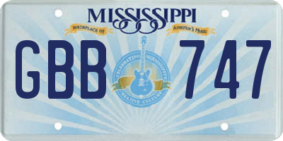 MS license plate GBB747