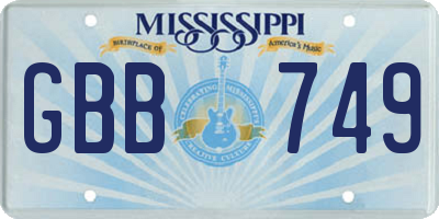 MS license plate GBB749