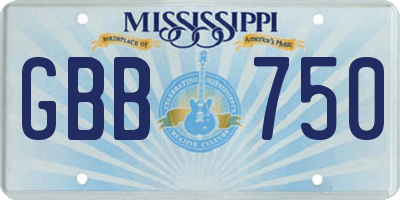 MS license plate GBB750