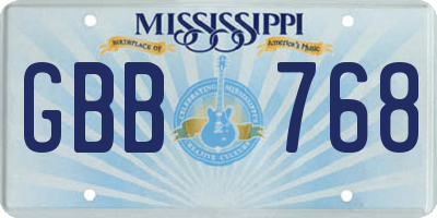 MS license plate GBB768