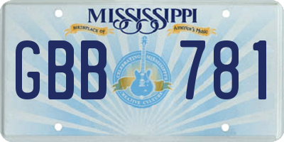 MS license plate GBB781