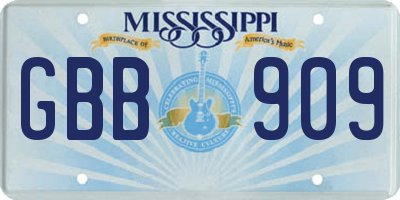 MS license plate GBB909