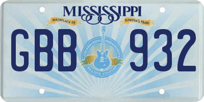 MS license plate GBB932