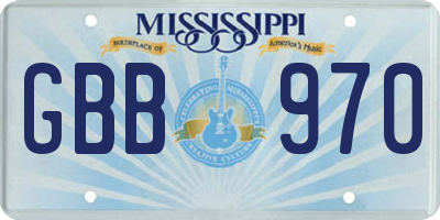 MS license plate GBB970