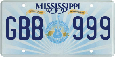 MS license plate GBB999